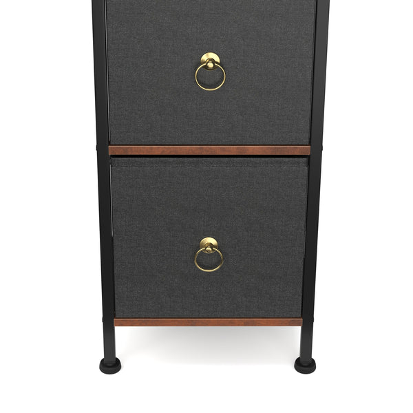 Badezimmerregal mit 3 Stoffschubladen 30 x 141 cm braun/schwarz