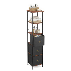Badezimmerregal mit 3 Stoffschubladen 30 x 141 cm braun/schwarz