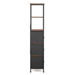 Badezimmerregal mit 3 Stoffschubladen 30 x 141 cm braun/schwarz