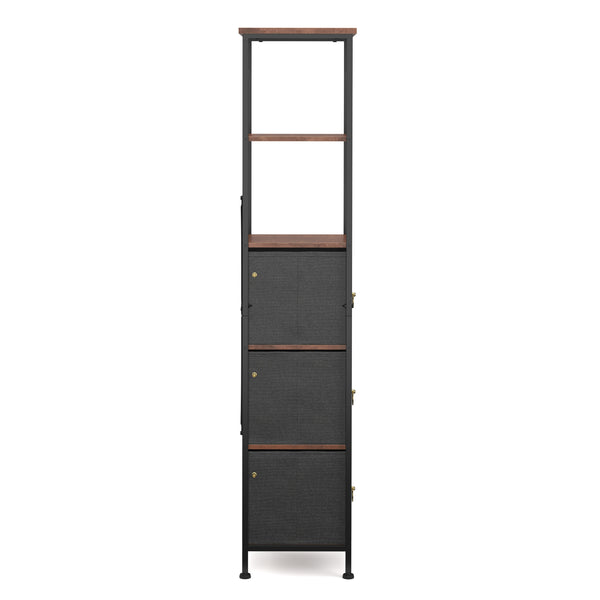 Badezimmerregal mit 3 Stoffschubladen 30 x 141 cm braun/schwarz