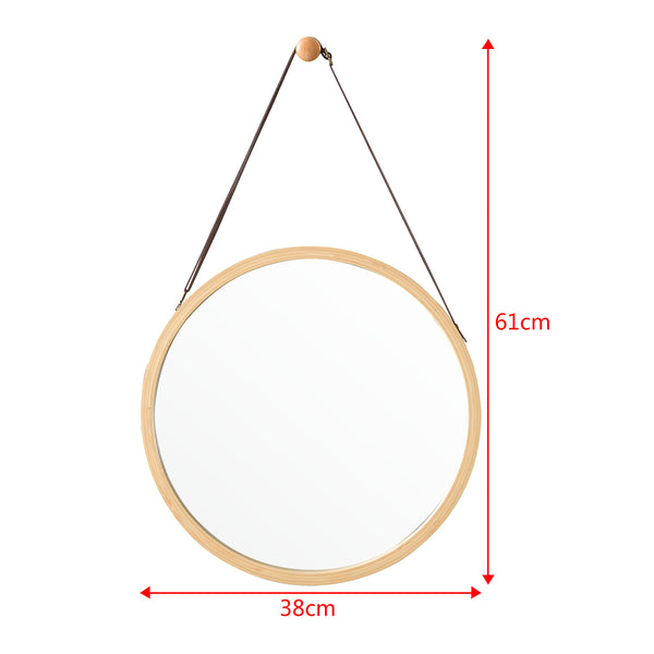 Specchio da parete in bambù Bykle rotondo 38cm