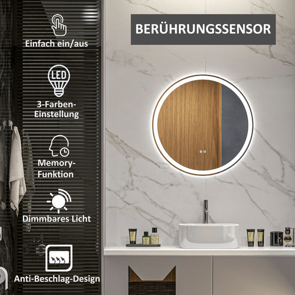 Badezimmerspiegel Badspiegel mit LED-Beleuchtung Ø60cm