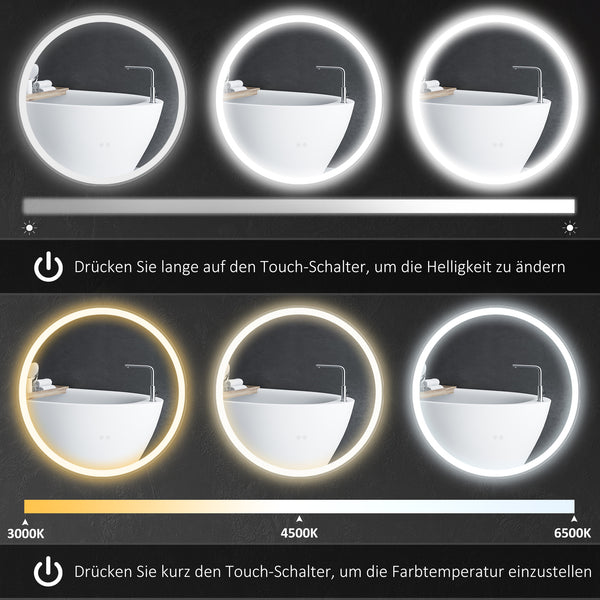 Badezimmerspiegel Badspiegel mit LED-Beleuchtung Ø60cm