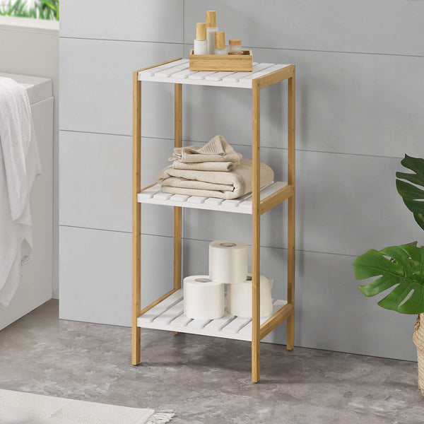 Étagère de salle de bain Balsfjord à 3 niveaux, 33 x 34 x 80 cm, en bambou
