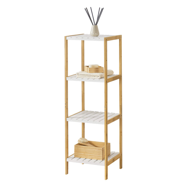 Étagère de salle de bain Balsfjord à 4 niveaux, 33 x 34 x 110 cm, en bambou 