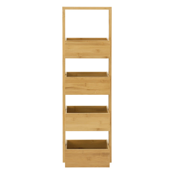 Mensola da bagno Bardu con 4 scomparti portaoggetti, 28x16x88cm, bambù 