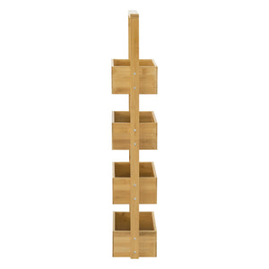 Mensola da bagno Bardu con 4 scomparti portaoggetti, 28x16x88cm, bambù 
