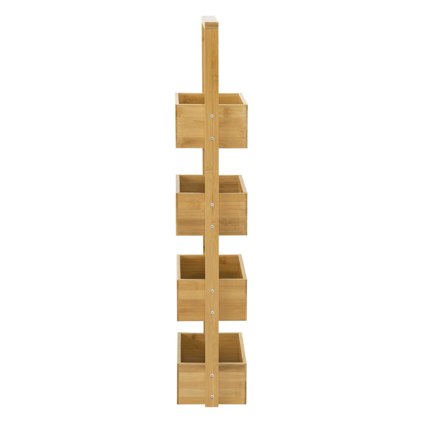 Mensola da bagno Bardu con 4 scomparti portaoggetti, 28x16x88cm, bambù 