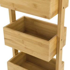 Mensola da bagno Bardu con 4 scomparti portaoggetti, 28x16x88cm, bambù 