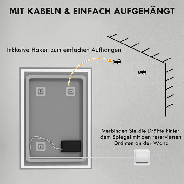 Badspiegel Badezimmerspiegel mit LED-Leuchte 80x60cm