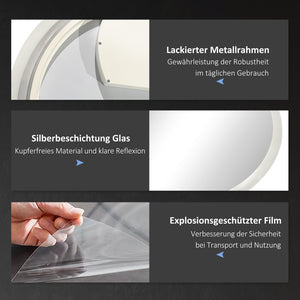 Badspiegel mit Beleuchtung Ø70cm Wandspiegel LED