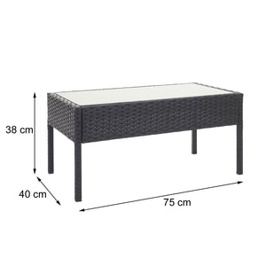 Balkon Sitzgruppe Poly-Rattan 7tlg. Garnitur-Lounge braun, Kissen creme