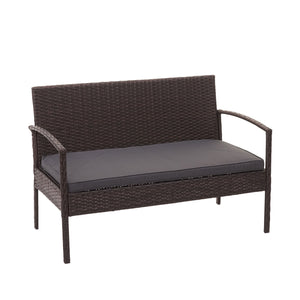Balkon Sitzgruppe Poly-Rattan 7tlg. Garnitur-Lounge braun, Kissen dunkelgrau