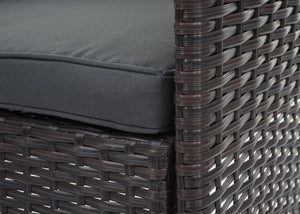 Balkon Sitzgruppe Poly-Rattan 7tlg. Garnitur-Lounge braun Kissen dunkelgrau