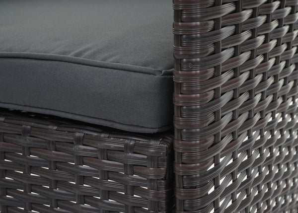 Balkon Sitzgruppe Poly-Rattan 7tlg. Garnitur-Lounge braun Kissen dunkelgrau