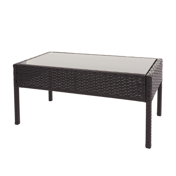 Balkon Sitzgruppe Poly-Rattan 7tlg. Garnitur-Lounge braun, Kissen dunkelgrau