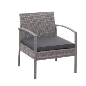 Balkon Sitzgruppe Poly-Rattan 7tlg. Garnitur-Lounge grau, Kissen dunkelgrau