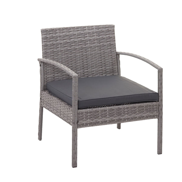 Balkon Sitzgruppe Poly-Rattan 7tlg. Garnitur-Lounge grau, Kissen dunkelgrau
