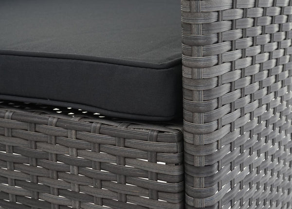 Balkon Sitzgruppe Poly-Rattan 7tlg. Garnitur-Lounge grau Kissen dunkelgrau