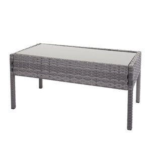 Balkon Sitzgruppe Poly-Rattan 7tlg. Garnitur-Lounge grau, Kissen dunkelgrau