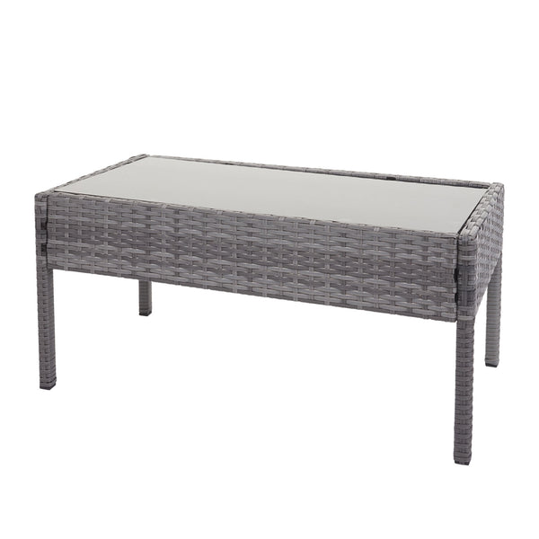 Balkon Sitzgruppe Poly-Rattan 7tlg. Garnitur-Lounge grau, Kissen dunkelgrau