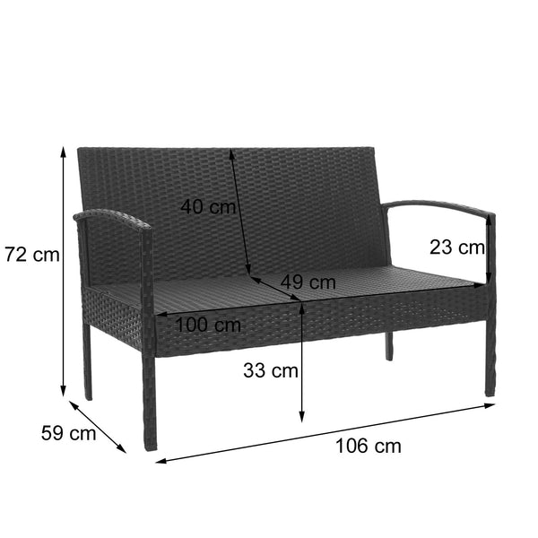 Balkon Sitzgruppe Poly-Rattan 7tlg. Garnitur-Lounge grau, Kissen dunkelgrau