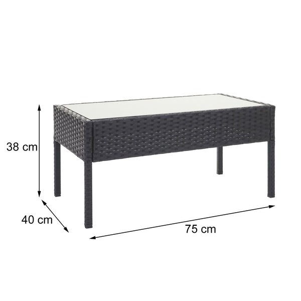 Balkon Sitzgruppe Poly-Rattan 7tlg. Garnitur-Lounge grau, Kissen dunkelgrau