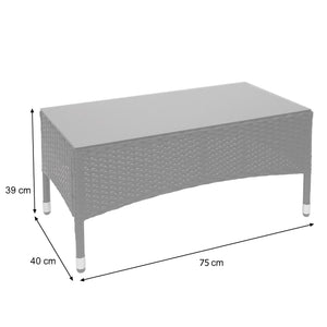 Balkon Sitzgruppe Poly-Rattan 7tlg. Garnitur-Lounge schwarz Kissen creme