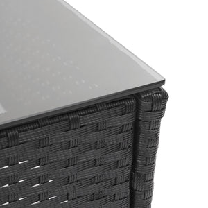Balkon Sitzgruppe Poly-Rattan 7tlg. Garnitur-Lounge schwarz Kissen creme