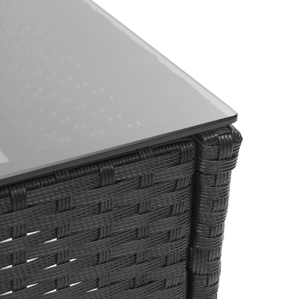 Balkon Sitzgruppe Poly-Rattan 7tlg. Garnitur-Lounge schwarz Kissen creme