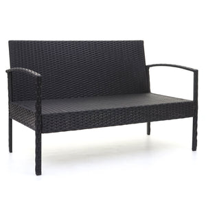Balkon Sitzgruppe Poly-Rattan 7tlg. Garnitur-Lounge schwarz, Kissen dunkelgrau