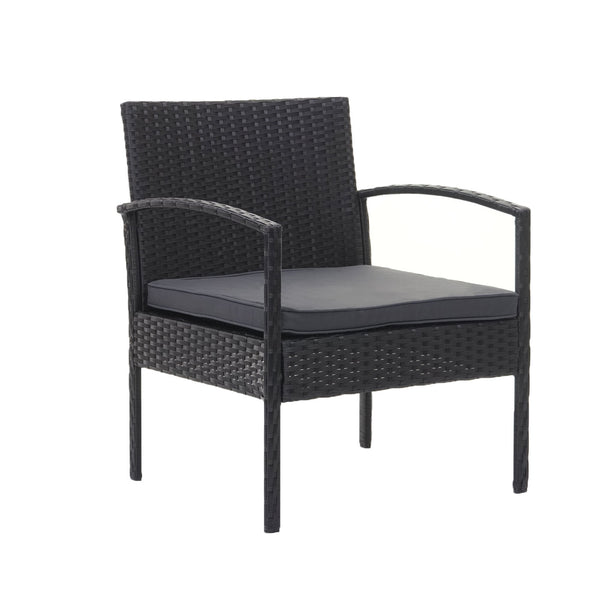 Balkon Sitzgruppe Poly-Rattan 7tlg. Garnitur-Lounge schwarz, Kissen dunkelgrau