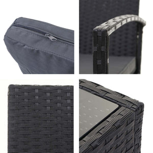 Balkon Sitzgruppe Poly-Rattan 7tlg. Garnitur-Lounge schwarz, Kissen dunkelgrau