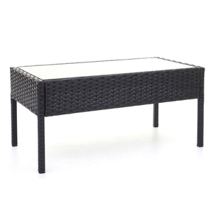 Balkon Sitzgruppe Poly-Rattan 7tlg. Garnitur-Lounge schwarz, Kissen dunkelgrau