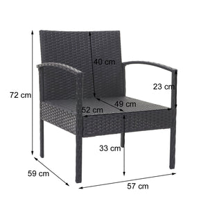 Balkon Sitzgruppe Poly-Rattan 7tlg. Garnitur-Lounge schwarz, Kissen dunkelgrau