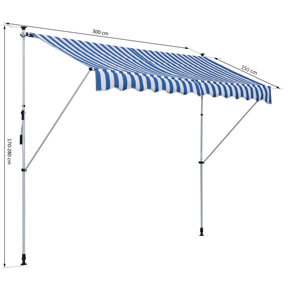 Balkonmarkise 300 x 150cm Blau Sonnenstore Teleskop