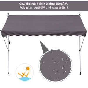 Balkonmarkise Sonnenstore Teleskop 200 x 150cm Grau