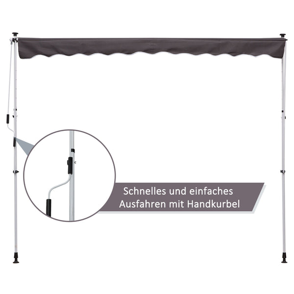 Balkonmarkise Sonnenstore Teleskop 200 x 150cm Grau