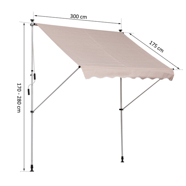 Balkonmarkise Sonnenstore Teleskop 300 x 150cm Beige