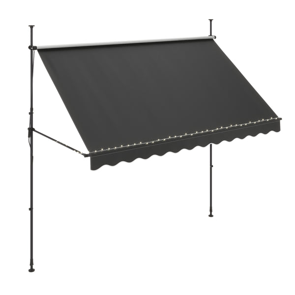 Balkonmarkise mit LED 300 x 150 cm anthrazit
