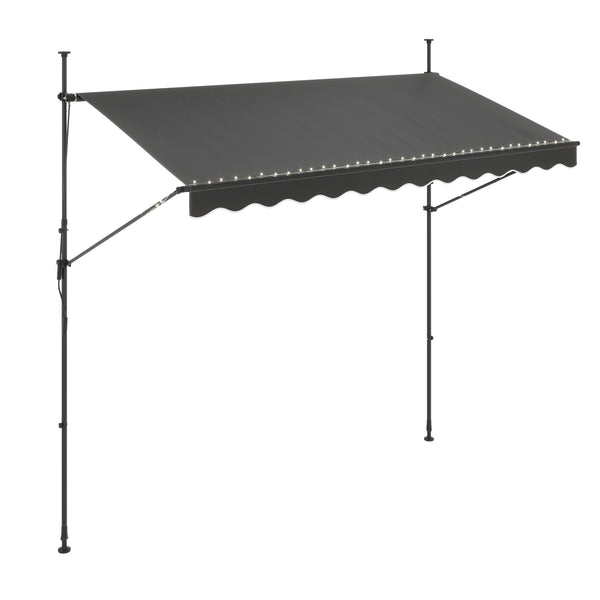 Balkonmarkise mit LED 300 x 150 cm anthrazit
