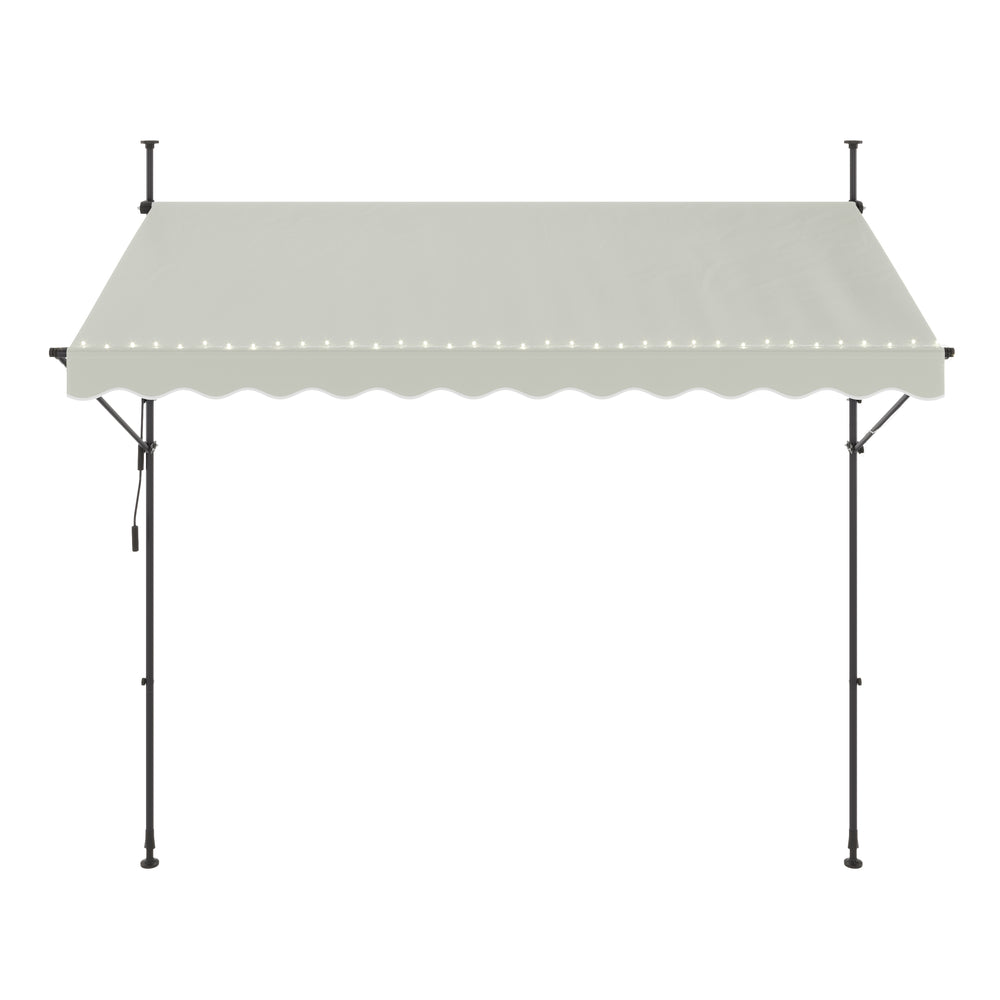 Tenda da sole per balcone con illuminazione a LED, 300 x 150 cm, beige