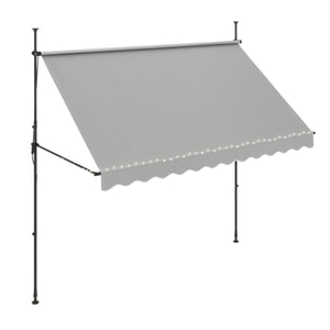 Balkonmarkise mit LED 300 x 150 cm grau