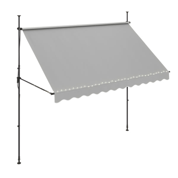 Balkonmarkise mit LED 300 x 150 cm grau