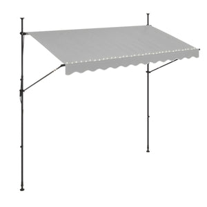 Balkonmarkise mit LED 300 x 150 cm grau
