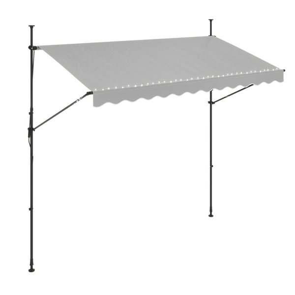 Balkonmarkise mit LED 300 x 150 cm grau
