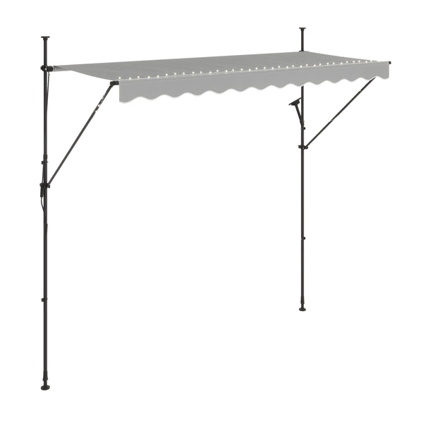 Balkonmarkise mit LED 300 x 150 cm grau