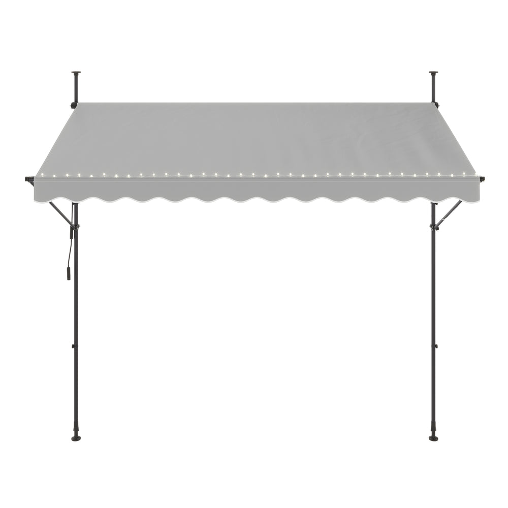 Tenda da sole per balcone con illuminazione a LED, 300 x 150 cm, grigia