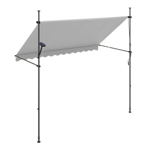 Balkonmarkise mit LED 300 x 150 cm grau