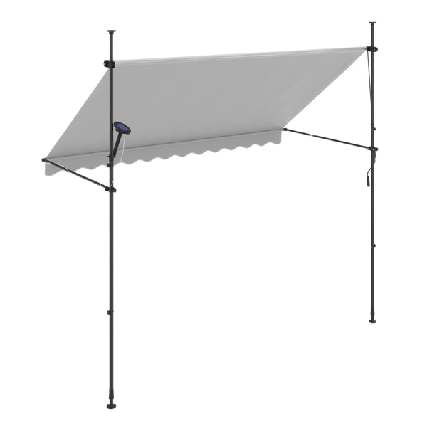 Balkonmarkise mit LED 300 x 150 cm grau